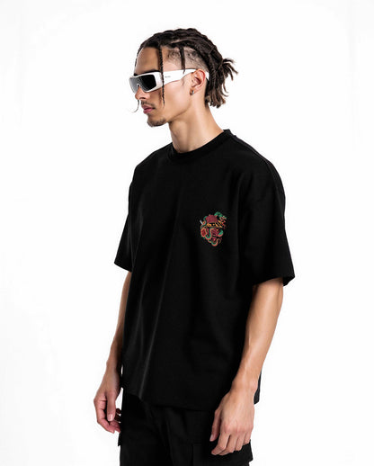 Men's Oversized Graphic T-Shirt – Snake Samurai Edition (Black)